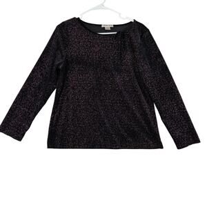 Vintage Notations Long Sleeve Velvet Sprakle Sweater Women's Large Pink Glitter